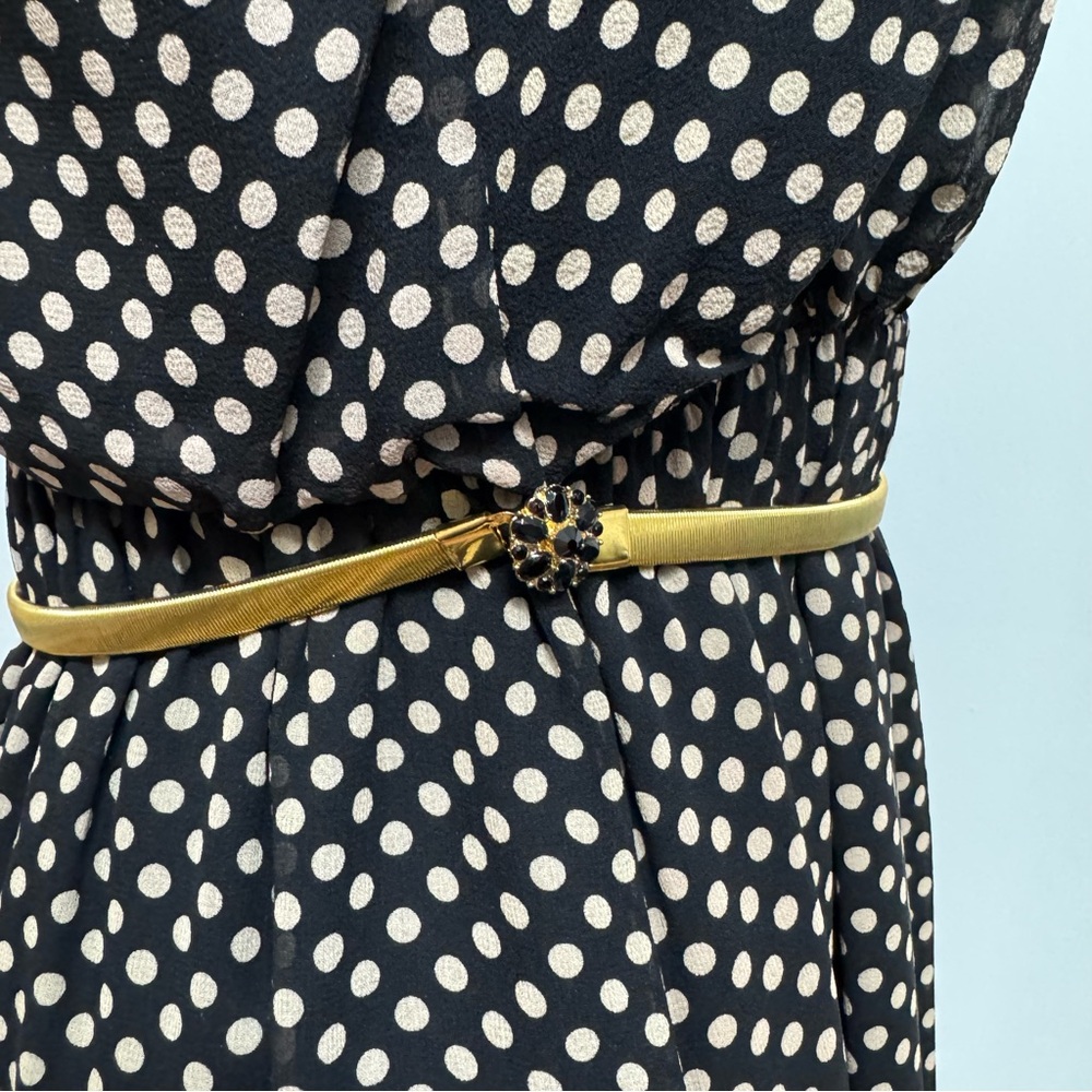 Alice + Olivia Mikeala High Neck Blouson Belt Mini Dress Silk Medium Polka Dots - Picture 11 of 16